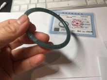 Load image into Gallery viewer, 60mm Certified Type A 100% Natural dark green/blue/gray with Guatemala slim round cut Jadeite bangle PH4-2333
