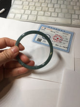 Load image into Gallery viewer, 60mm Certified Type A 100% Natural dark green/blue/gray with Guatemala slim round cut Jadeite bangle PH4-2333
