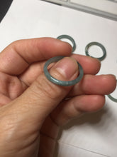 Load image into Gallery viewer, 19.4mm size 9 1/2 100% natural type A icy watery green/blue slim style Guatemala jadeite jade band ring group  BP70

