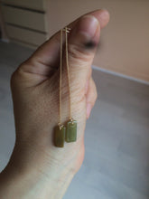 Load image into Gallery viewer, 100% Natural icy watery deep sea blue/green/gray safe and sound dangling Guatemala jadeite Jade earring Q125
