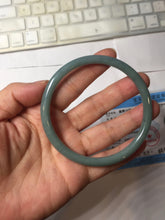 Load image into Gallery viewer, 63mm Certified Type A 100% Natural Light Blue Green Gray Ru Kiln Sky Celadon Blue (汝窑天青蓝) Guatemala Jadeite Jade Slim Round Bangle AZ167-8632
