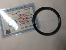 Load image into Gallery viewer, 59mm Certified Type A 100% Natural dark green/blue/gray with Guatemala slim round cut Jadeite bangle PH5-2328
