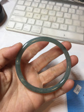 Load image into Gallery viewer, 58.8mm Certified Type A 100% Natural dark green/blue/gray with Guatemala slim round cut Jadeite bangle PE70-1478
