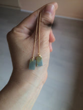 Load image into Gallery viewer, 100% Natural icy watery deep sea blue/green/gray safe and sound dangling Guatemala jadeite Jade earring Q125
