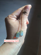 Load image into Gallery viewer, 100% Natural icy watery deep sea blue/green/gray safe and sound dangling Guatemala jadeite Jade earring Q125
