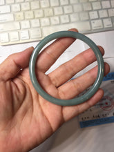 Load image into Gallery viewer, 63mm Certified Type A 100% Natural Light Blue Green Gray Ru Kiln Sky Celadon Blue (汝窑天青蓝) Guatemala Jadeite Jade Slim Round Bangle AZ167-8632
