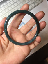 Load image into Gallery viewer, 59mm Certified Type A 100% Natural dark green/blue/gray with Guatemala slim round cut Jadeite bangle PH5-2328
