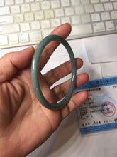 Load image into Gallery viewer, 63mm Certified Type A 100% Natural Light Blue Green Gray Ru Kiln Sky Celadon Blue (汝窑天青蓝) Guatemala Jadeite Jade Slim Round Bangle AZ167-8632
