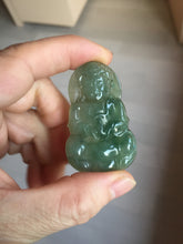 Load image into Gallery viewer, 100% natural grade A icy watery dark green gray jadeite jade Guanyin pendants PB202
