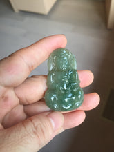 Load image into Gallery viewer, 100% natural grade A icy watery dark green gray jadeite jade Guanyin pendants PB202
