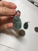 Load image into Gallery viewer, 100% Natural type A icy watery dark green gray black Guatemala jadeite RuYi(如意) pendant BP185
