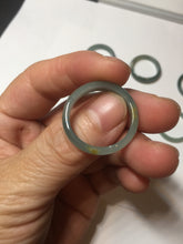 Load image into Gallery viewer, 19.4mm size 9 1/2 100% natural type A icy watery green/blue slim style Guatemala jadeite jade band ring group  BP70

