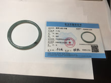Load image into Gallery viewer, 58.8mm Certified Type A 100% Natural dark green/blue/gray with Guatemala slim round cut Jadeite bangle PE70-1478

