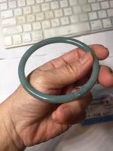 Load image into Gallery viewer, 63mm Certified Type A 100% Natural Light Blue Green Gray Ru Kiln Sky Celadon Blue (汝窑天青蓝) Guatemala Jadeite Jade Slim Round Bangle AZ167-8632
