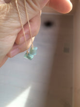 Load image into Gallery viewer, 100% Natural icy watery deep sea blue/green/gray safe and sound dangling Guatemala jadeite Jade earring Q125
