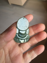 Load image into Gallery viewer, 100% natural grade A icy watery dark green gray jadeite jade Guanyin pendants PB202
