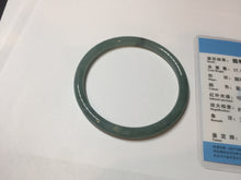 Load image into Gallery viewer, 58.8mm Certified Type A 100% Natural dark green/blue/gray with Guatemala slim round cut Jadeite bangle PE70-1478
