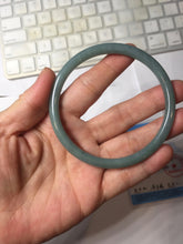 Load image into Gallery viewer, 63mm Certified Type A 100% Natural Light Blue Green Gray Ru Kiln Sky Celadon Blue (汝窑天青蓝) Guatemala Jadeite Jade Slim Round Bangle AZ167-8632
