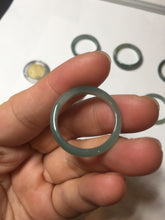Load image into Gallery viewer, 19.4mm size 9 1/2 100% natural type A icy watery green/blue slim style Guatemala jadeite jade band ring group  BP70
