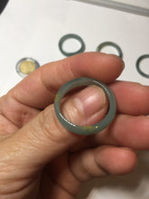 Load image into Gallery viewer, 19.4mm size 9 1/2 100% natural type A icy watery green/blue slim style Guatemala jadeite jade band ring group  BP70
