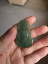 Load image into Gallery viewer, 100% natural grade A icy watery dark green gray jadeite jade Guanyin pendants PB202
