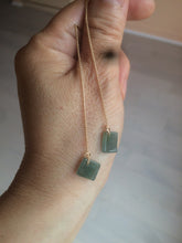 Load image into Gallery viewer, 100% Natural icy watery deep sea blue/green/gray safe and sound dangling Guatemala jadeite Jade earring Q125
