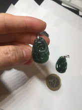Load image into Gallery viewer, 100% Natural type A icy watery dark green gray black Guatemala jadeite RuYi(如意) pendant BP185
