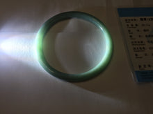 Load image into Gallery viewer, 63mm Certified Type A 100% Natural Light Blue Green Gray Ru Kiln Sky Celadon Blue (汝窑天青蓝) Guatemala Jadeite Jade Slim Round Bangle AZ167-8632
