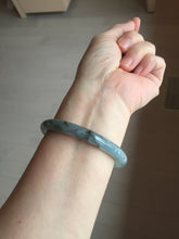 Load image into Gallery viewer, 56.3mm Certified Type A 100% Natural dark green/purple/gray round cut Jadeite bangle AA129-6929
