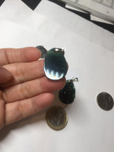 Load image into Gallery viewer, 100% Natural type A icy watery dark green gray black Guatemala jadeite RuYi(如意) pendant BP185
