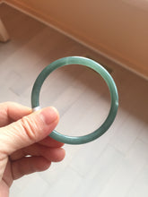 Load image into Gallery viewer, 57mm Certified Type A 100% Natural icy watery deep sea dark green/blue/gray/black slim round cut Guatemala Jadeite bangle AU66-7055
