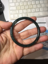 Load image into Gallery viewer, 55.5mm Certified Type A 100% Natural dark green/blue/gray/black Guatemala slim round cut Jadeite bangle AZ168-3455
