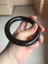 Load image into Gallery viewer, 62mm certified 100% Natural black meteorite chubby round cut nephrite(墨玉 MoYu) bangleHN164-6427 Add on item
