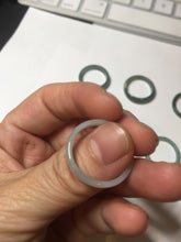 Load image into Gallery viewer, 19.4mm size 9 1/2 100% natural type A icy watery green/blue slim style Guatemala jadeite jade band ring group  BP70
