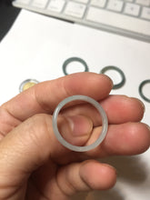 Load image into Gallery viewer, 19.4mm size 9 1/2 100% natural type A icy watery green/blue slim style Guatemala jadeite jade band ring group  BP70
