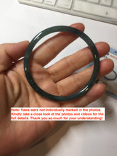 Load image into Gallery viewer, 60mm Certified Type A 100% Natural dark green/blue/gray with Guatemala slim round cut Jadeite bangle PH6-2326
