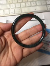 Load image into Gallery viewer, 55.5mm Certified Type A 100% Natural dark green/blue/gray/black Guatemala slim round cut Jadeite bangle AZ168-3455
