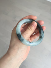 Load image into Gallery viewer, 54mm Certified Type A 100% Natural icy watery dark green/white//black Jadeite Jade bangle BM7-8579
