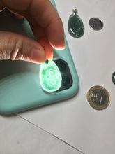 Load image into Gallery viewer, 100% Natural type A icy watery dark green gray black Guatemala jadeite RuYi(如意) pendant BP185
