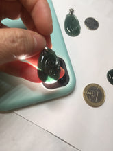 Load image into Gallery viewer, 100% Natural type A icy watery dark green gray black Guatemala jadeite RuYi(如意) pendant BP185
