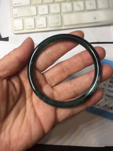 Load image into Gallery viewer, 55.5mm Certified Type A 100% Natural dark green/blue/gray/black Guatemala slim round cut Jadeite bangle AZ168-3455
