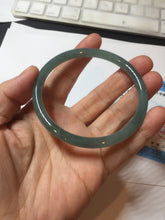 Load image into Gallery viewer, 58.8mm Certified Type A 100% Natural dark green/blue/gray with Guatemala slim round cut Jadeite bangle PE72-1491
