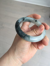 Load image into Gallery viewer, 54mm Certified Type A 100% Natural icy watery dark green/white//black Jadeite Jade bangle BM7-8579
