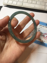 Load image into Gallery viewer, 58.8mm Certified Type A 100% Natural dark green/blue/gray with Guatemala slim round cut Jadeite bangle PE72-1491
