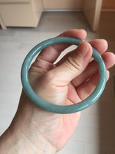 Load image into Gallery viewer, 63mm Certified Type A 100% Natural Light Blue Green Gray Ru Kiln Sky Celadon Blue (汝窑天青蓝) Guatemala Jadeite Jade Slim Round Bangle BS172-8648
