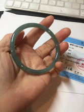 Load image into Gallery viewer, 58.8mm Certified Type A 100% Natural dark green/blue/gray with Guatemala slim round cut Jadeite bangle PE72-1491

