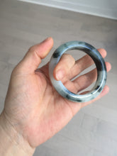 Load image into Gallery viewer, 54mm Certified Type A 100% Natural icy watery dark green/white//black Jadeite Jade bangle BM7-8579
