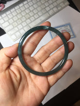 Load image into Gallery viewer, 60mm Certified Type A 100% Natural dark green/blue/gray with Guatemala slim round cut Jadeite bangle PH6-2326
