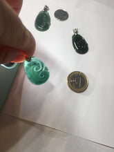 Load image into Gallery viewer, 100% Natural type A icy watery dark green gray black Guatemala jadeite RuYi(如意) pendant BP185
