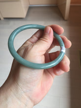 Load image into Gallery viewer, 63mm Certified Type A 100% Natural Light Blue Green Gray Ru Kiln Sky Celadon Blue (汝窑天青蓝) Guatemala Jadeite Jade Slim Round Bangle BS172-8648
